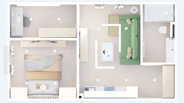 3D Apartment Floor Plan Visualization