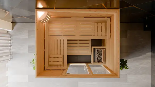 Luxury Sauna Interior Top-Down