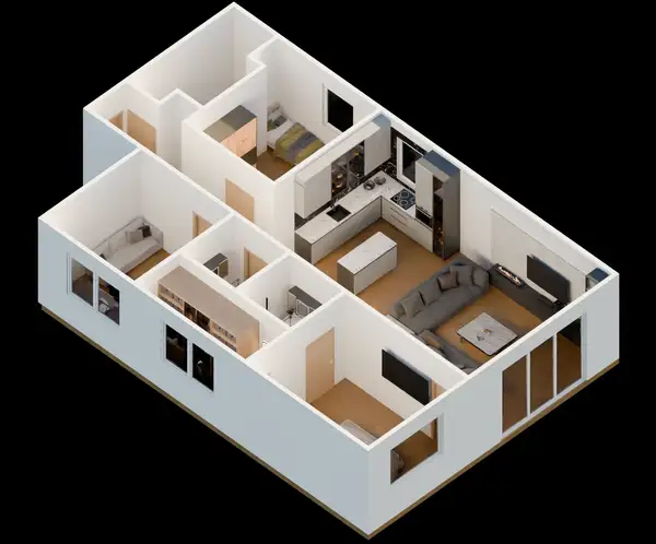 Modern Apartment Isometric Plan