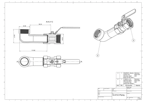 Professional Piping Assembly Drawing
