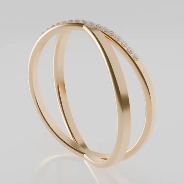 Double Band Diamond Gold Ring