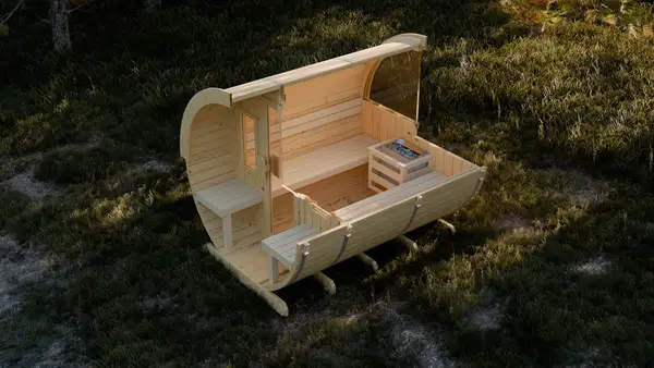 Technical Barrel Sauna Cutaway Render