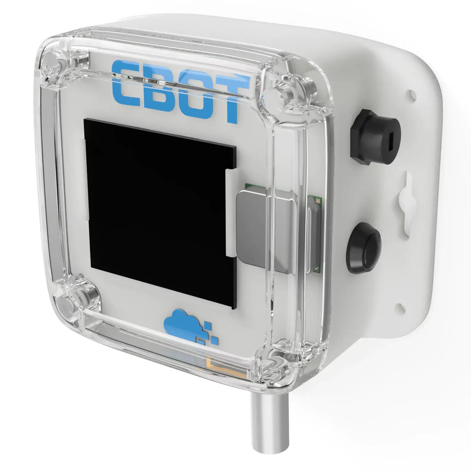 Clear-bodied corrosion sensor with blue detailing